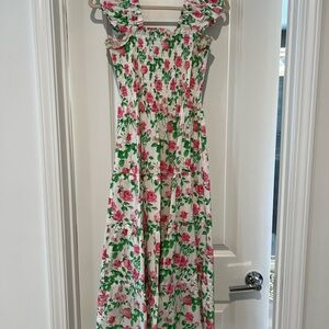 Hill House Home Floral Pink and Green Women's Dress